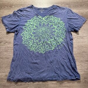 Denim & Supply Ralph Lauren Shirt Large Blue Psychedelic V Neck Graphic Tee